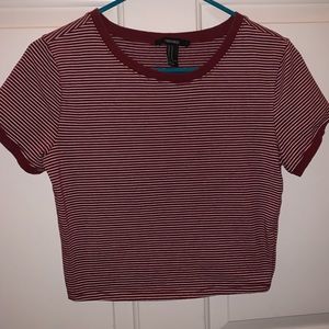 Forever 21 red striped crop top